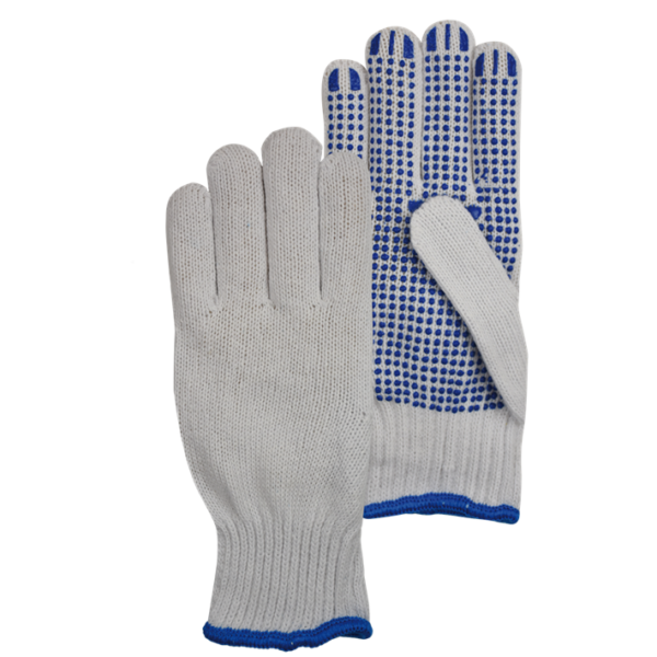 20-300 Rondgebreide Poly / Katoen Handschoen Met PVC Nopjes